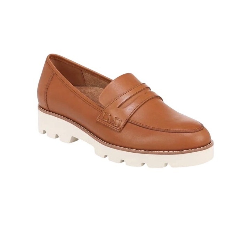 VIONIC Cheryl II Brown Tan Leather Penny Loafer w/ White Soles | Vionic Size 10
